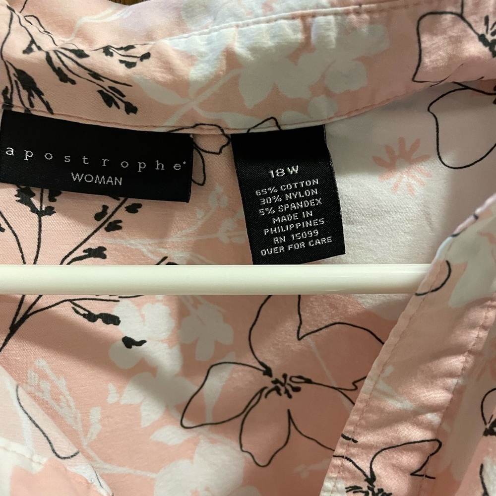 Apostrophe Flower 🌸 print button down blouse top 18W 2X - Picture 2 of 3